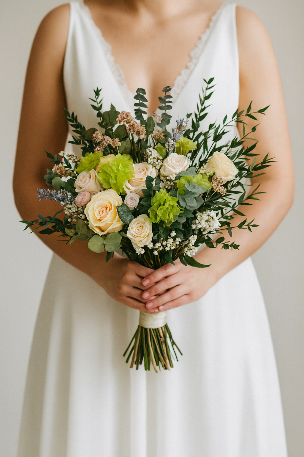 Spring/Summer Bridal Bouquet - Eucalyptus, Dried Flowers and Hydrangea