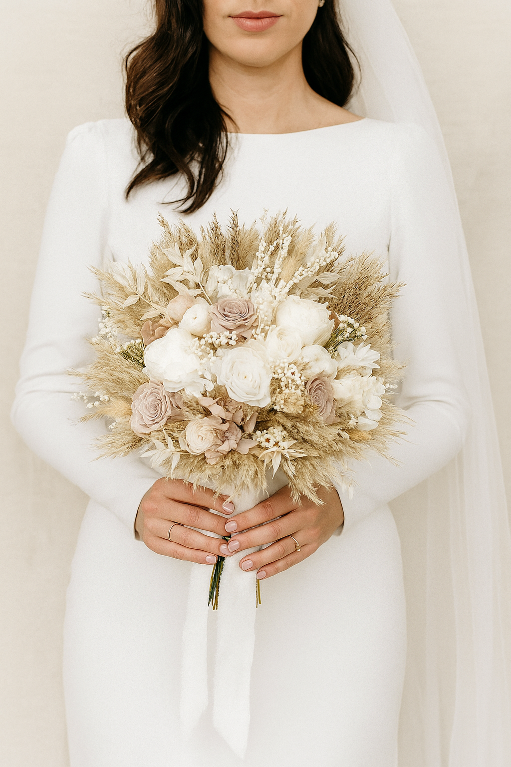 Kyra Bridal Bouquet - Preserved roses and pampas grass