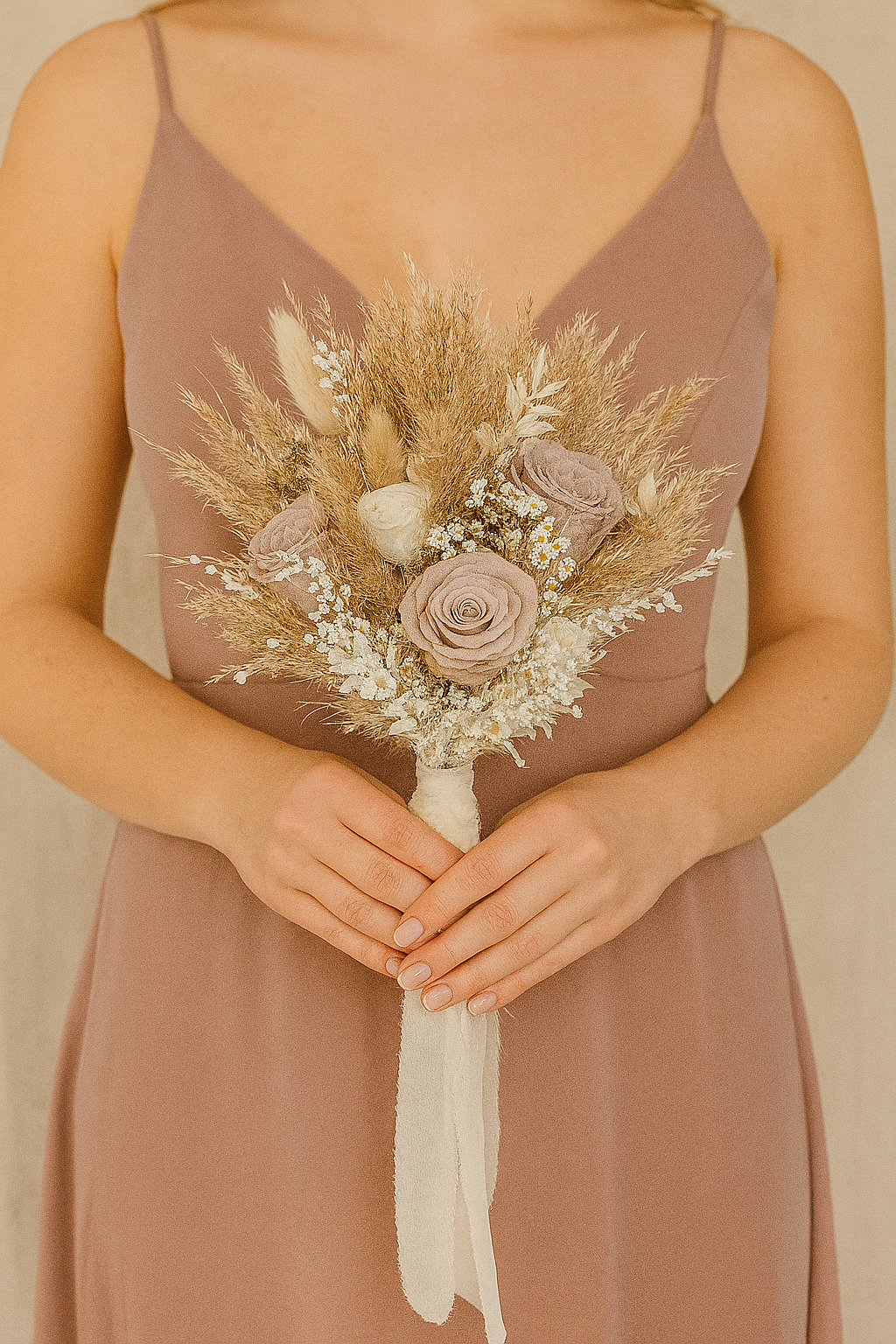 Kyra Bridal Bouquet - Preserved roses and pampas grass