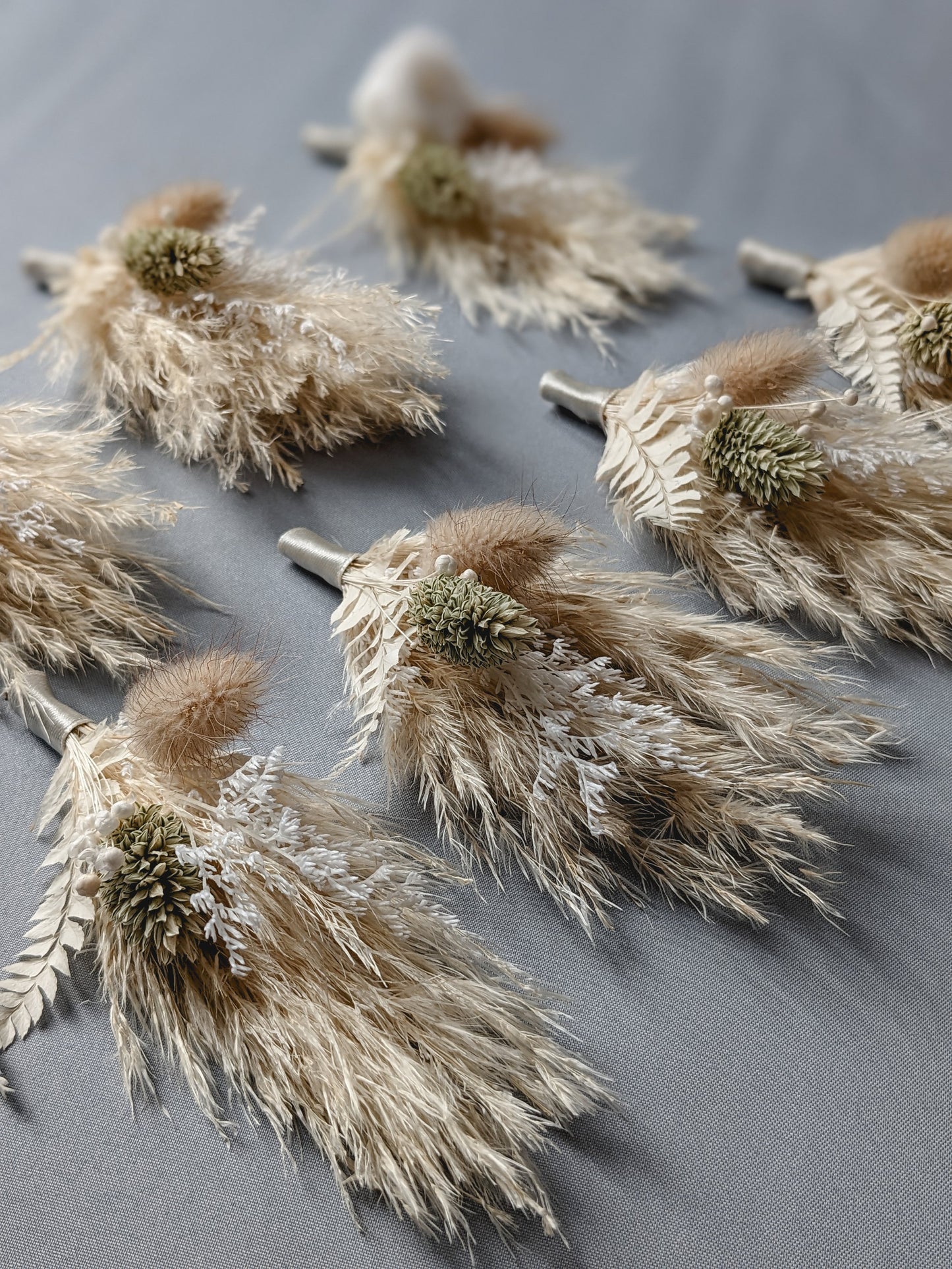 Men's Boho Pampas Grass Buttonhole - Neutral