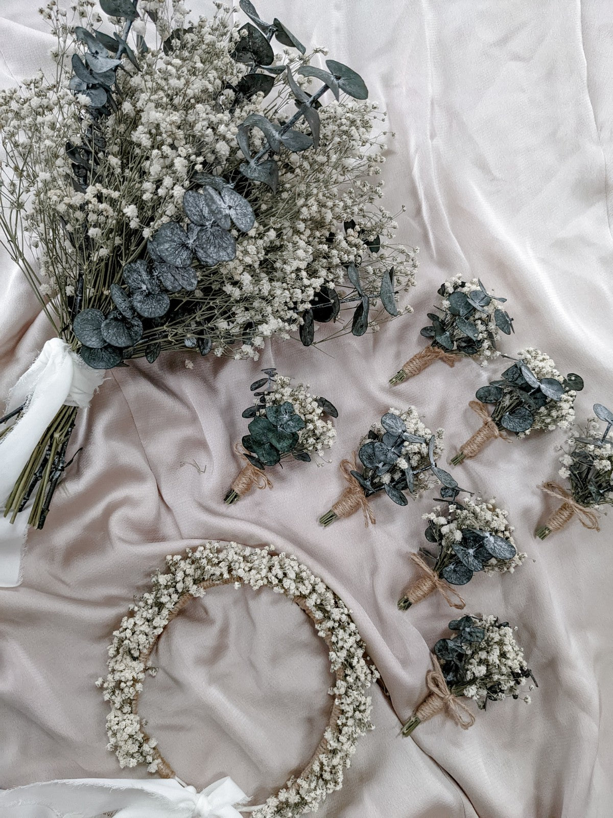 Romeo Bridal Bouquet - Eucalyptus and baby breath