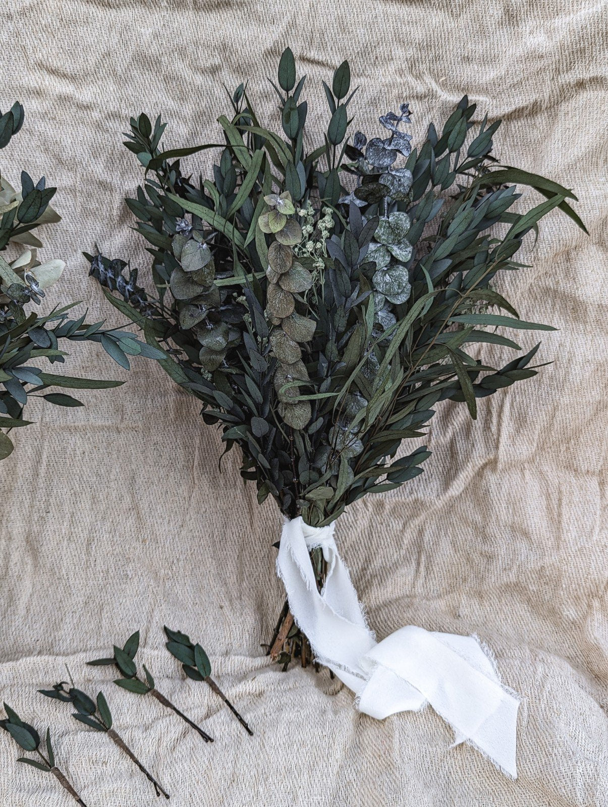 Classic White Bridal Bouquet - Eucalyptus and White Preserved Roses