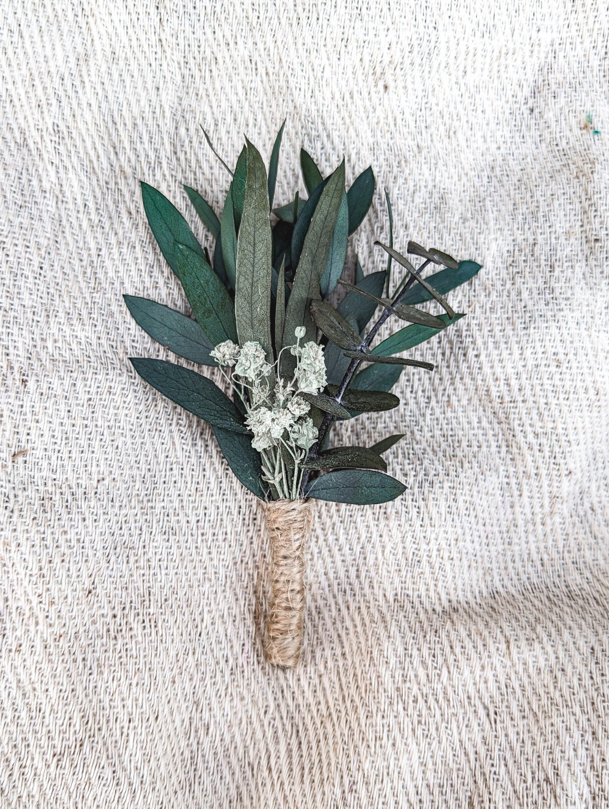 Classic White Bridal Bouquet - Eucalyptus and White Preserved Roses