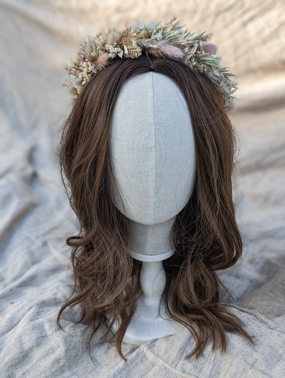 Boho Dried Flower Crown - Pampas Grass and Blush