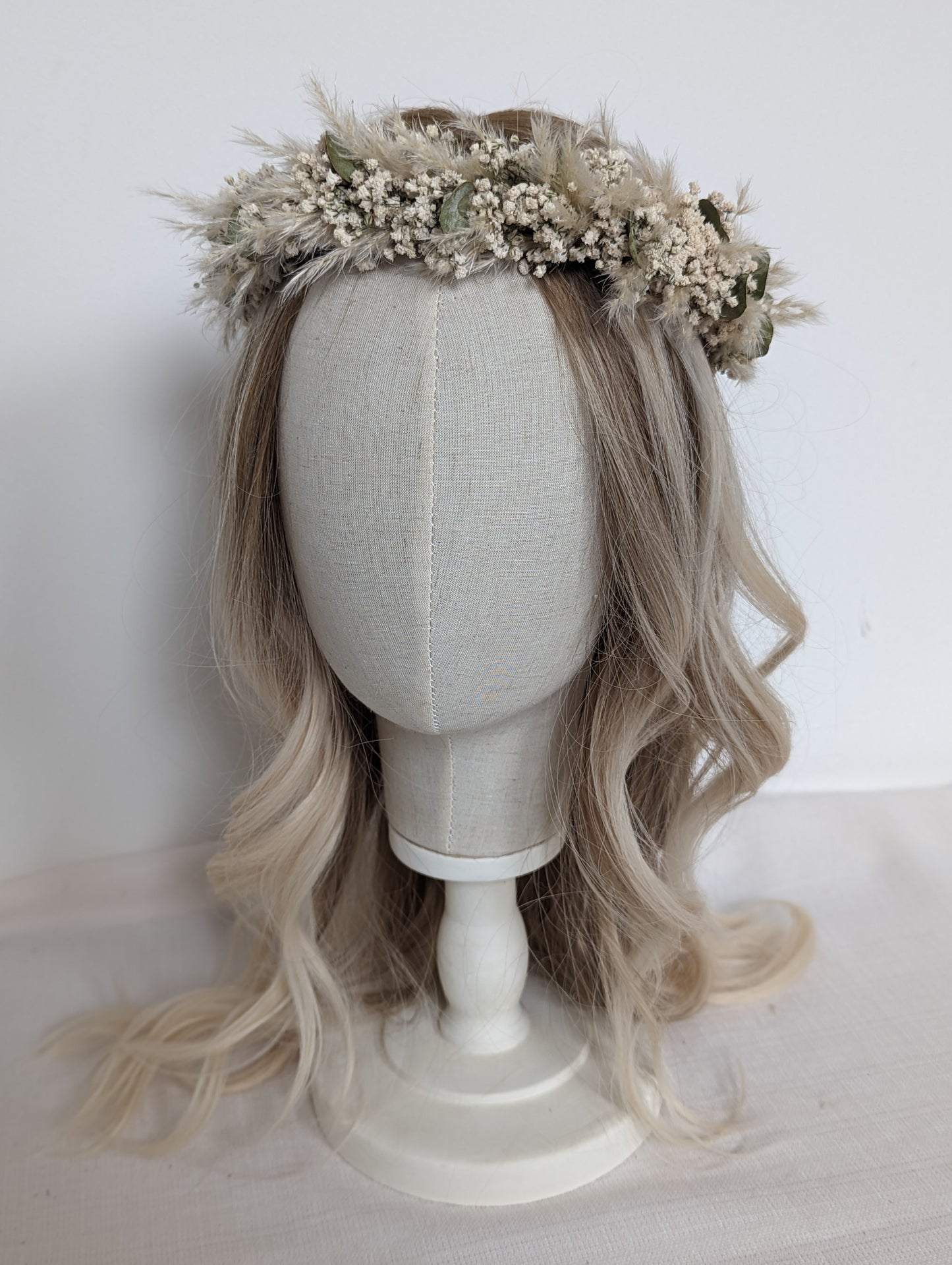 Boho Dried Flower Crown - Pampas Grass and Gypsophila