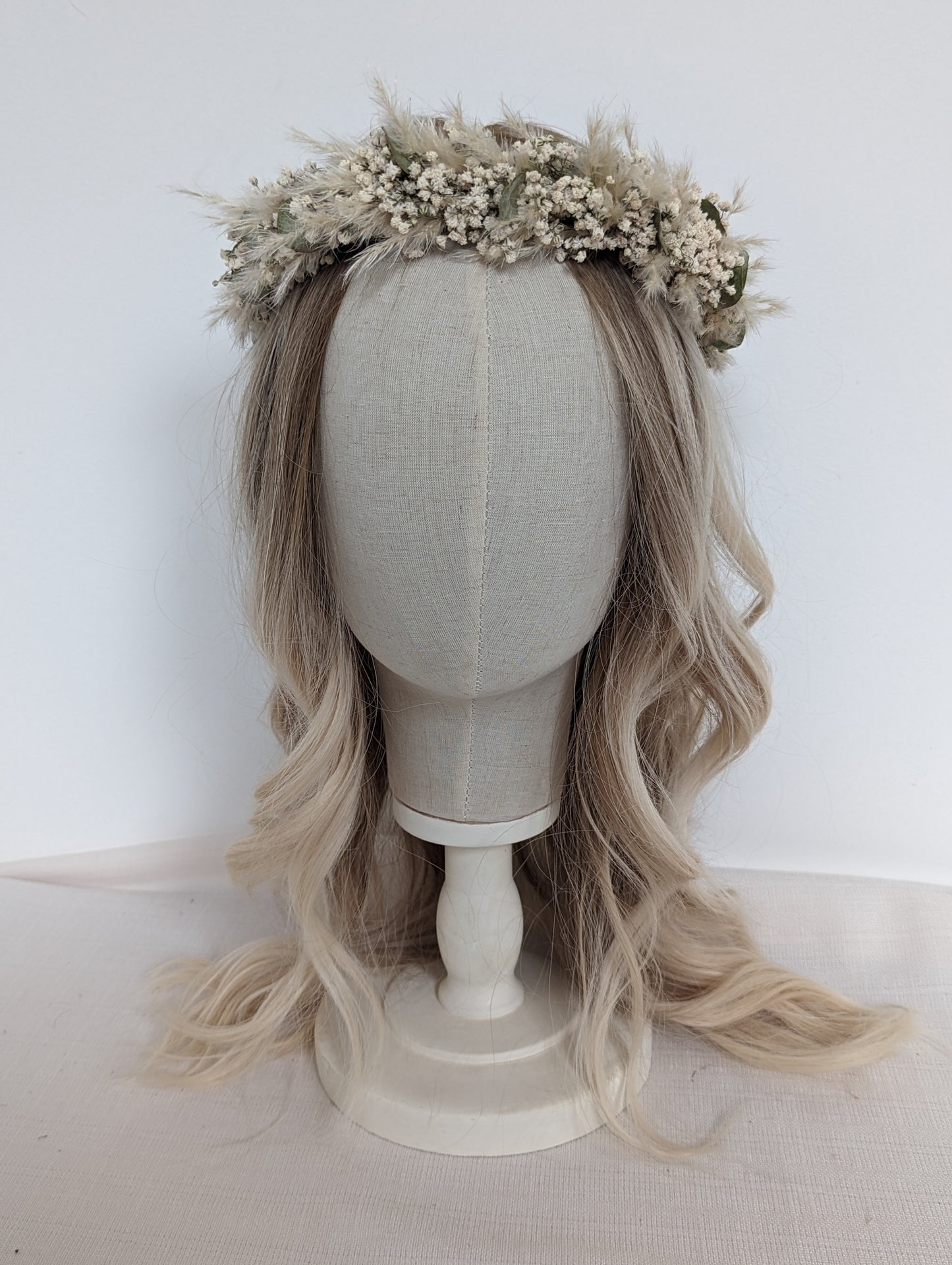 Boho Dried Flower Crown - Pampas Grass and Gypsophila