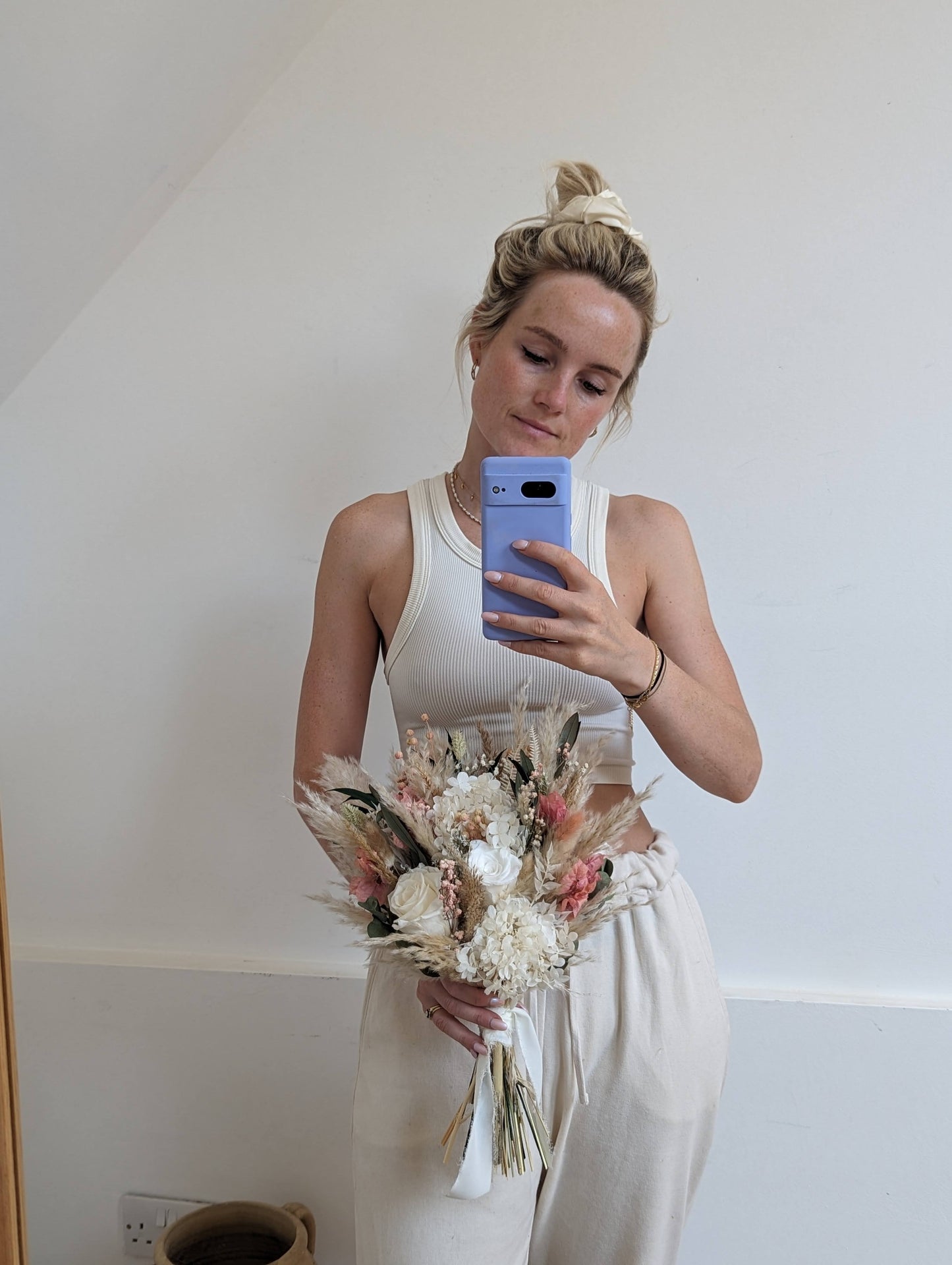 Boho Blush Bridal Bouquet - Preserved Hydrangeas and Roses