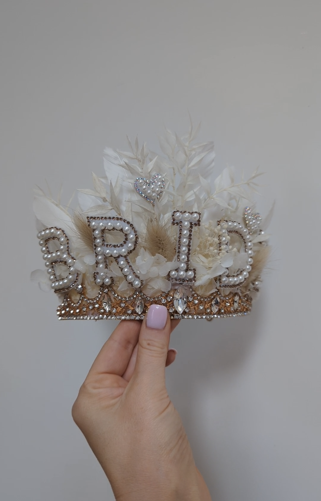 Neutral and White Dried Flower Bridal Crown