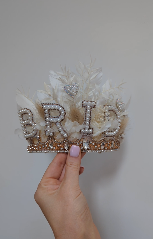 Neutral and White Dried Flower Bridal Crown