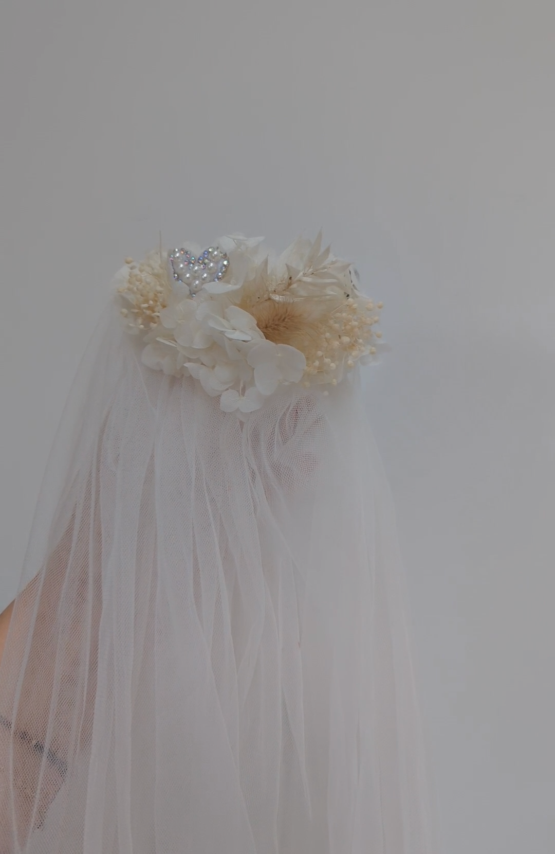 Neutral and White Dried Flower Bridal Crown