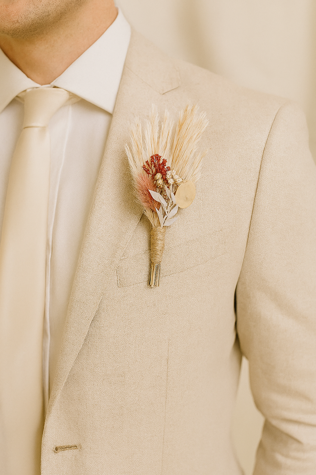 Autumn Dreamer Bridal Bouquet - Blush with Pampas Grass and Preserved Roses