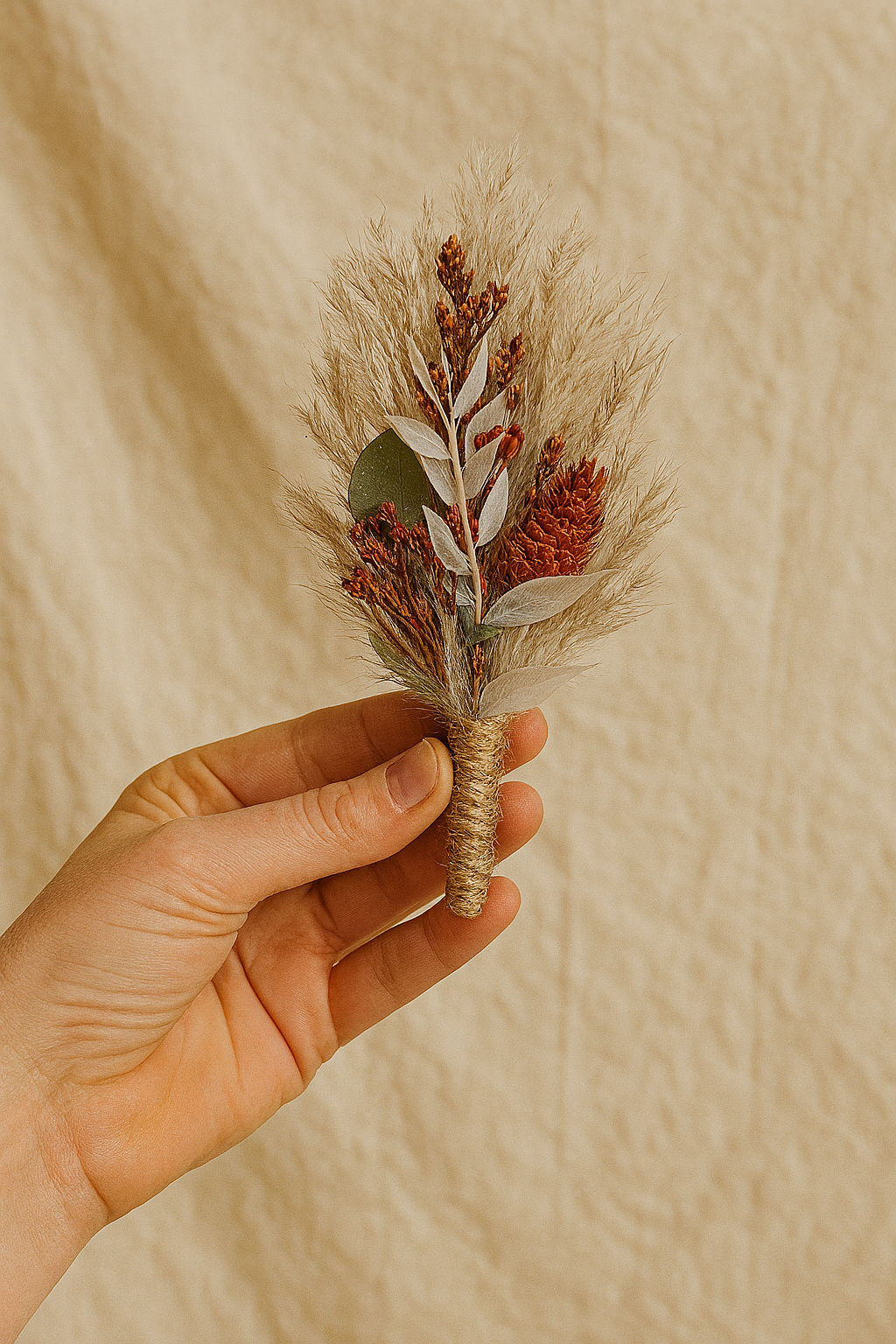 Autumn Wanderlust Bridal Bouquet - Terracotta, pampas and preserved roses