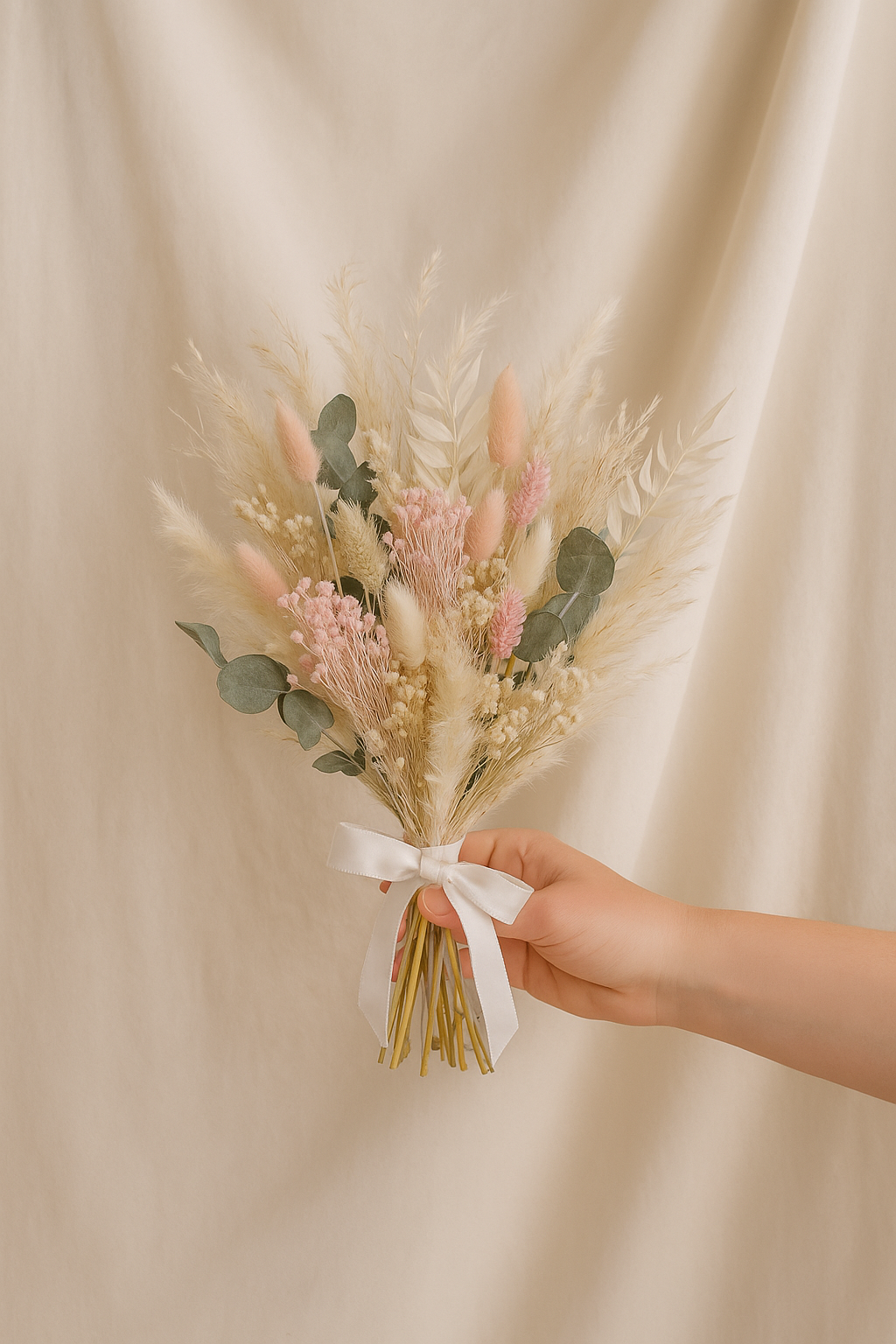 Blushing Bride Bridal Bouquet - Roses, peonies, pampas grass and eucalyptus