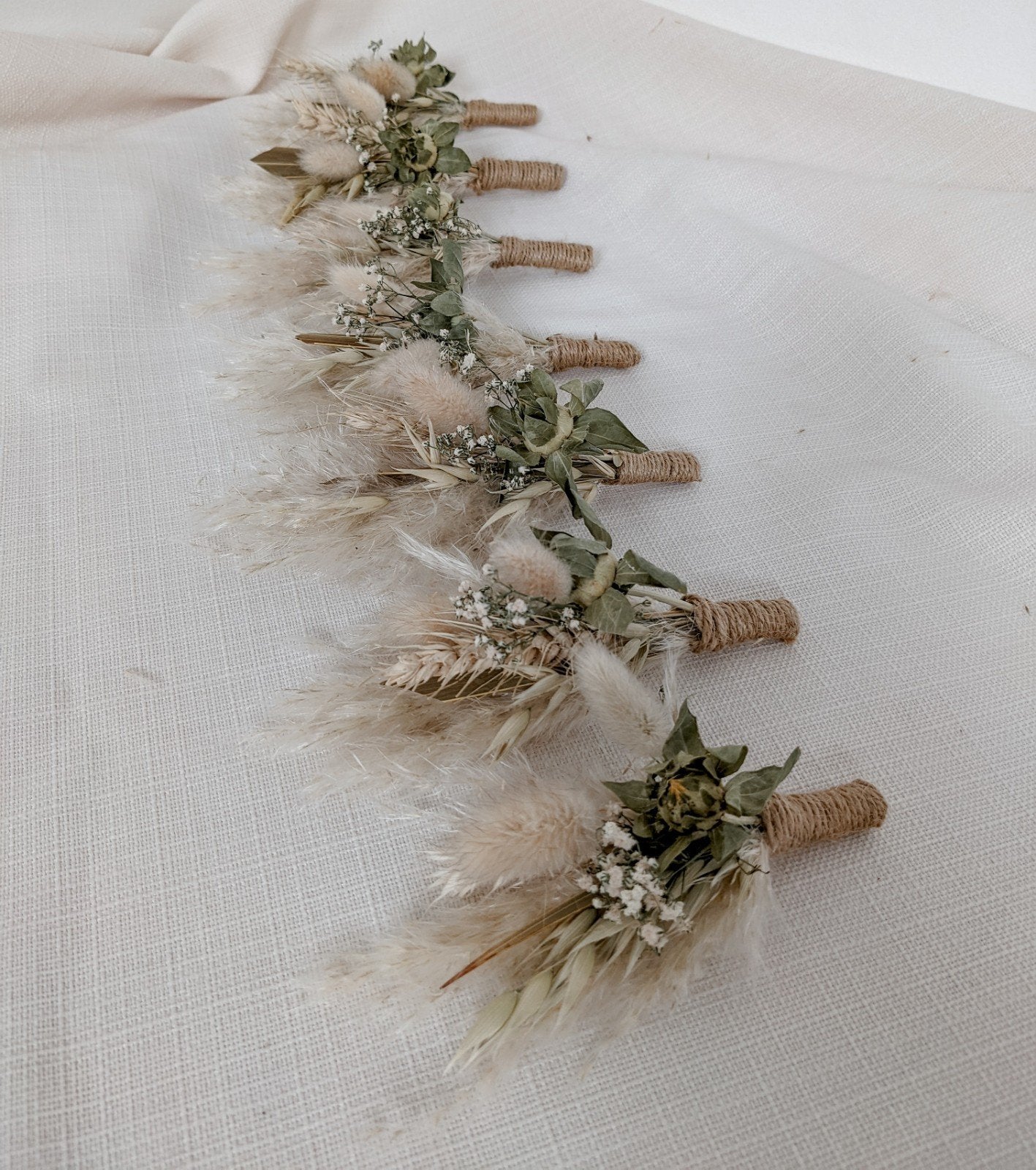 Men's Neutral Pampas Grass Dried Flower Buttonhole