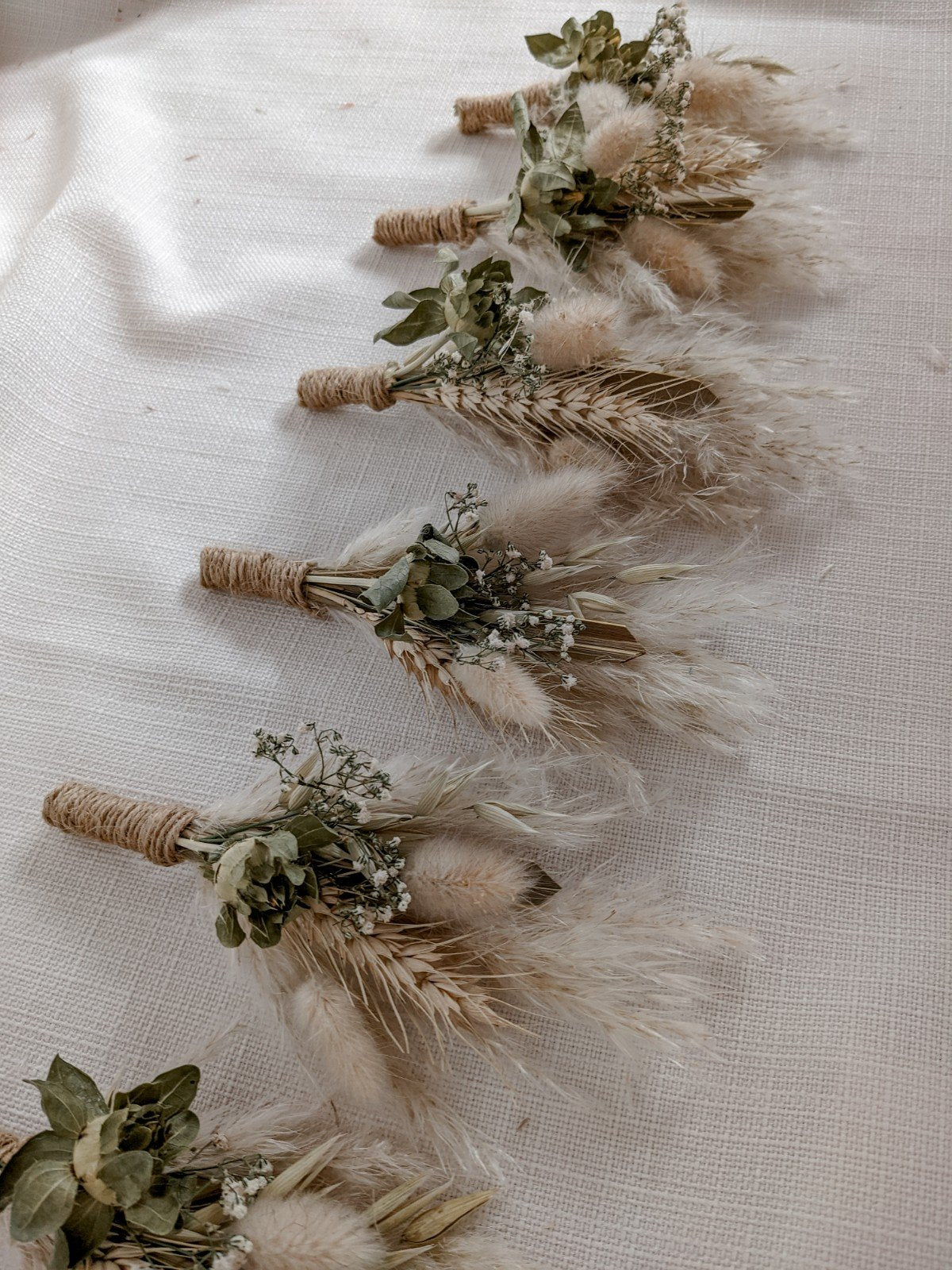Men's Neutral Pampas Grass Dried Flower Buttonhole