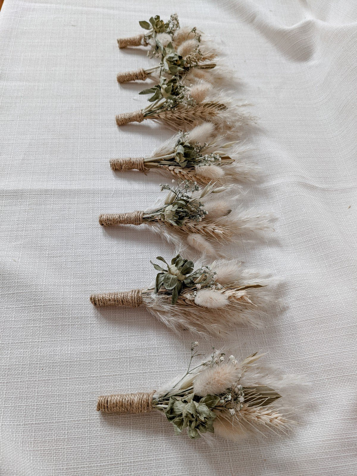 Men's Neutral Pampas Grass Dried Flower Buttonhole