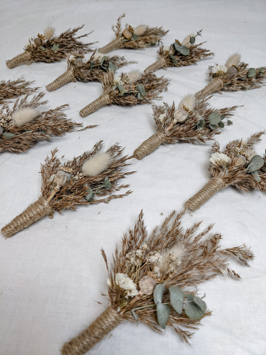 Men's Brown pampas & eucalyptus buttonhole