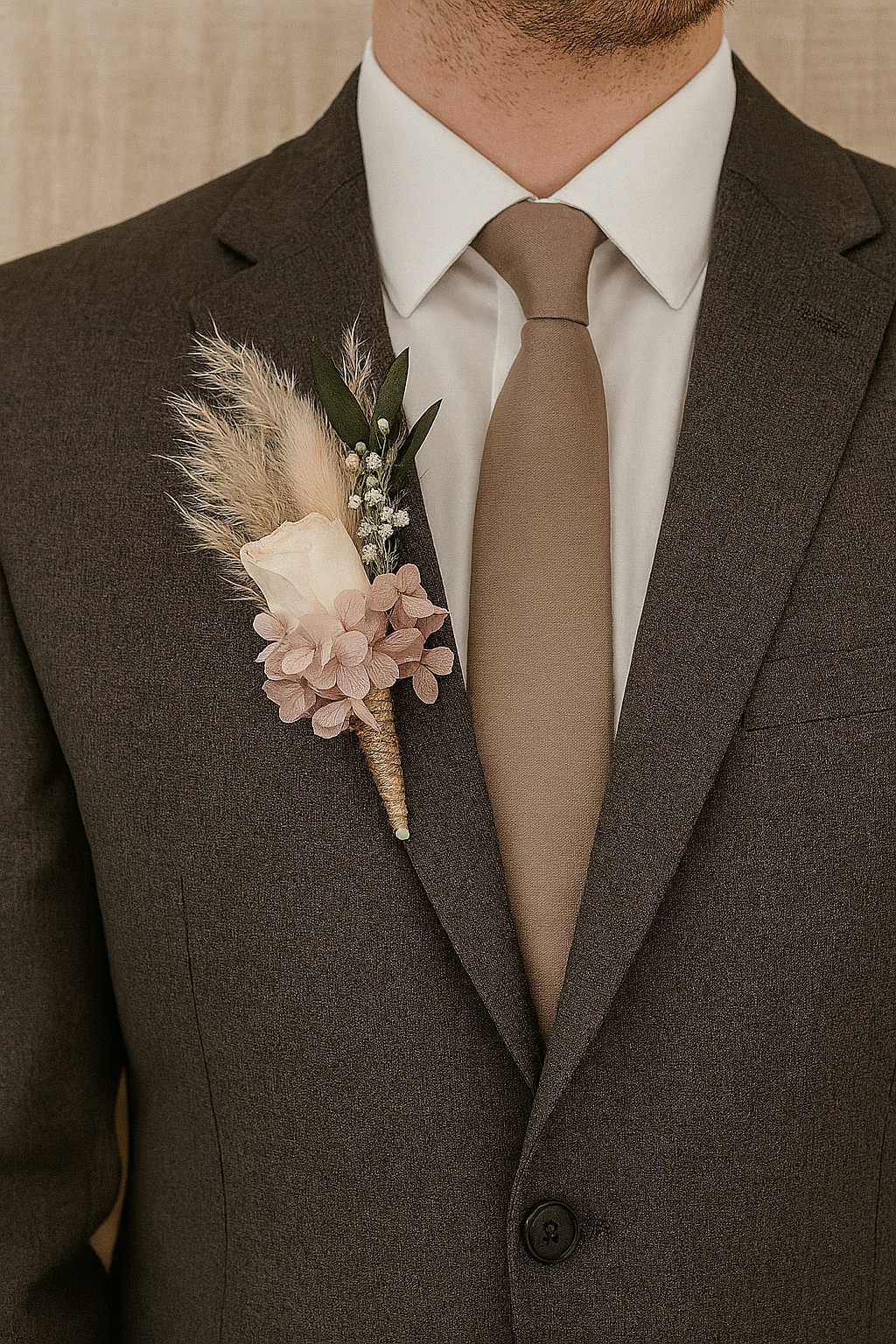 Blushing Bride Bridal Bouquet - Roses, peonies, pampas grass and eucalyptus