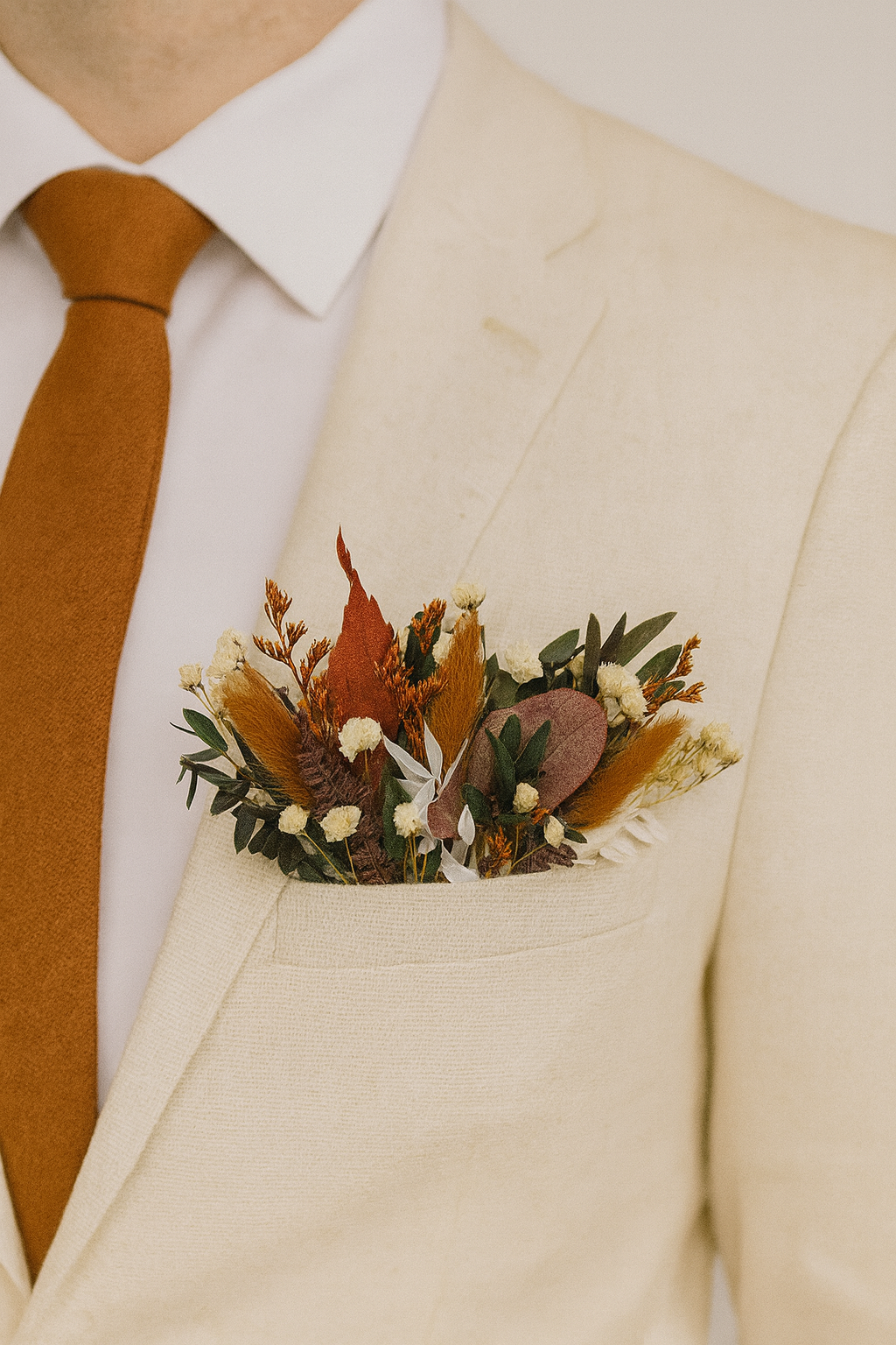Autumn Bohemian Bridal Bouquet - Pampas Grass and Preserved Roses