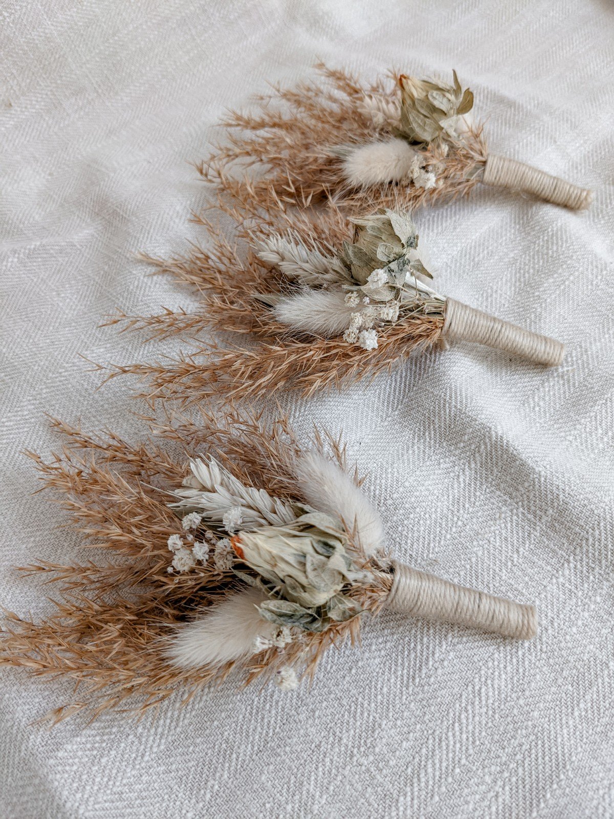 Men's Boho Burnt Orange Buttonhole - Pampas Grass