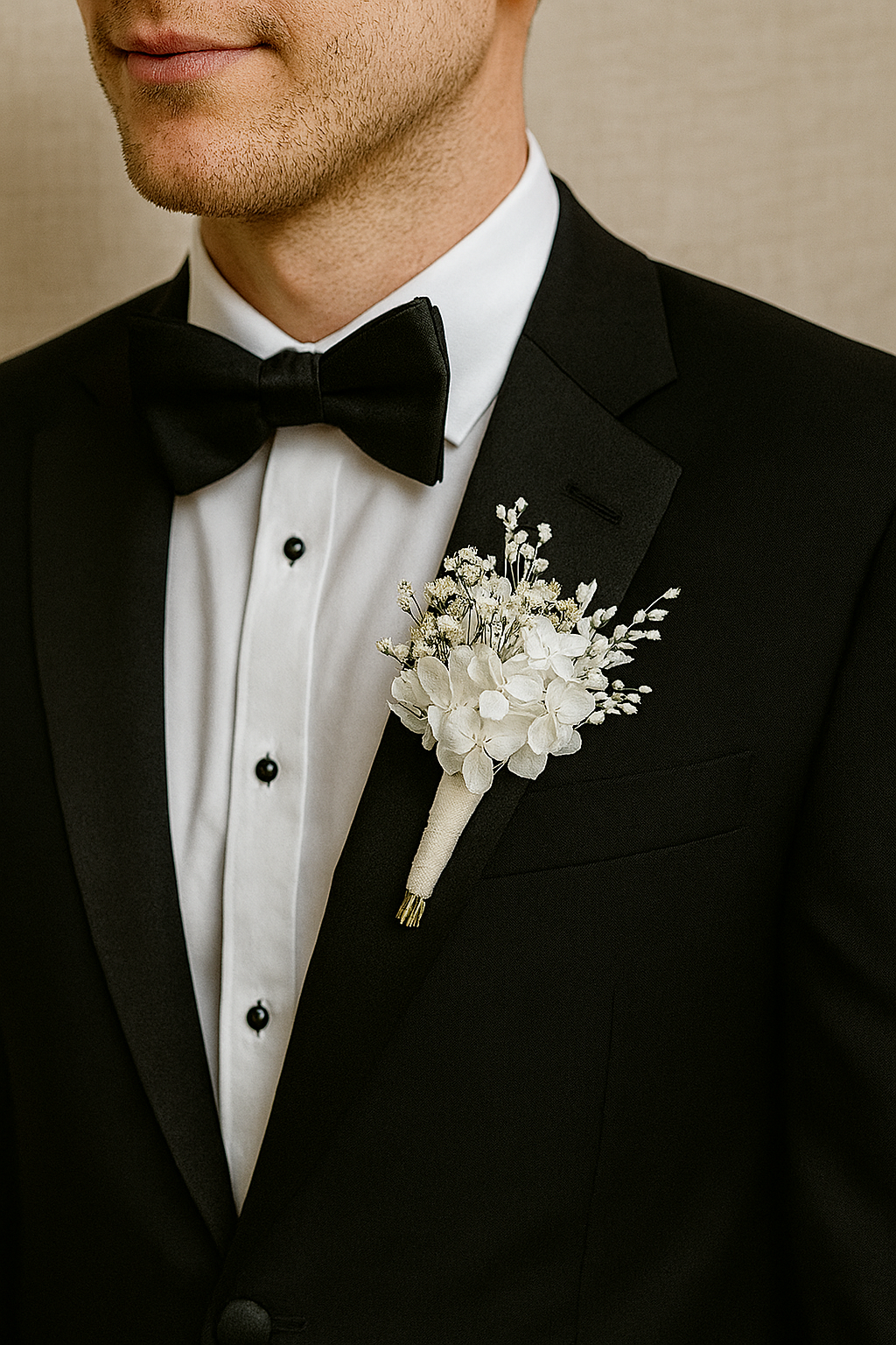 White Preserved Hydrangea Bridal Bouquet - All White