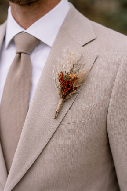 Autumn Bohemian Bridal Bouquet - Pampas Grass and Preserved Roses