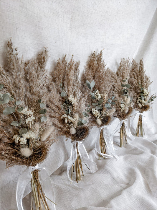 The Boho Bride Bridal Bouquet - Pampas grass and Eucalyptus
