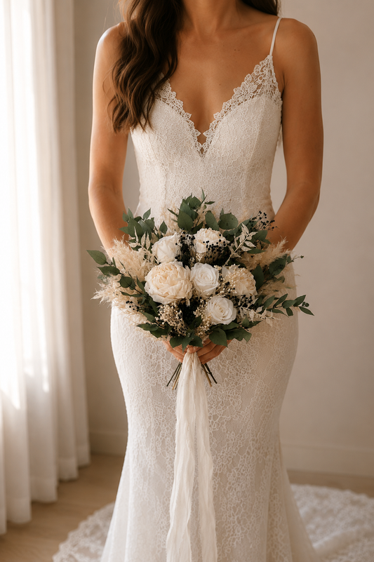 Pure Grace bridal bouquet - peonies and roses
