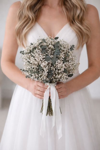 Romeo Bridal Bouquet - Eucalyptus and baby breath