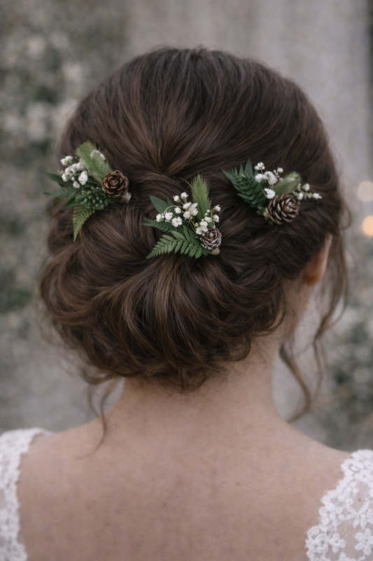 Winter Wedding Dried Flower Hair Pins