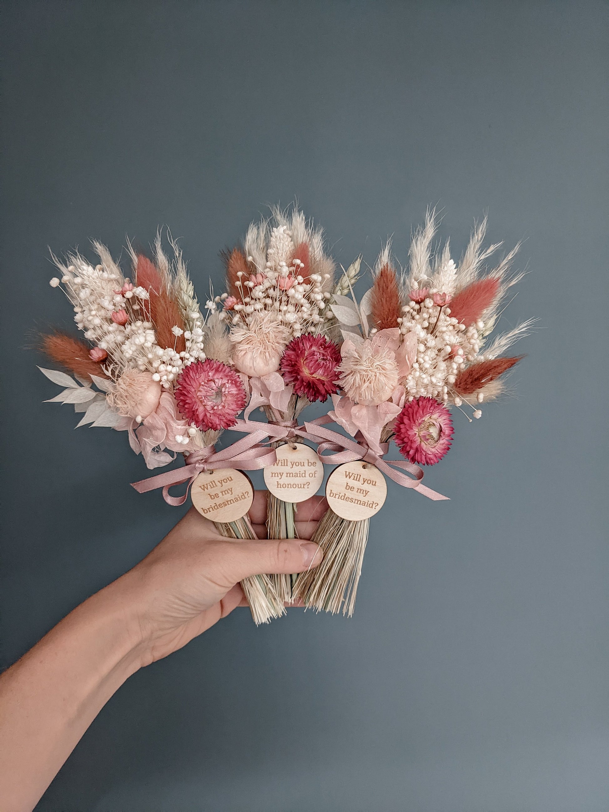 Dried Flower Bridemaid Proposal Bouquet