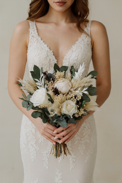 Pure Grace BRIDAL BOUQUET - PEONIES AND ROSES