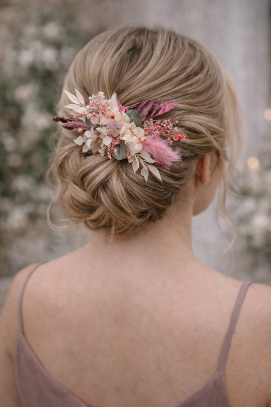 Blush Bridesmaid Dried Flower Hair Comb