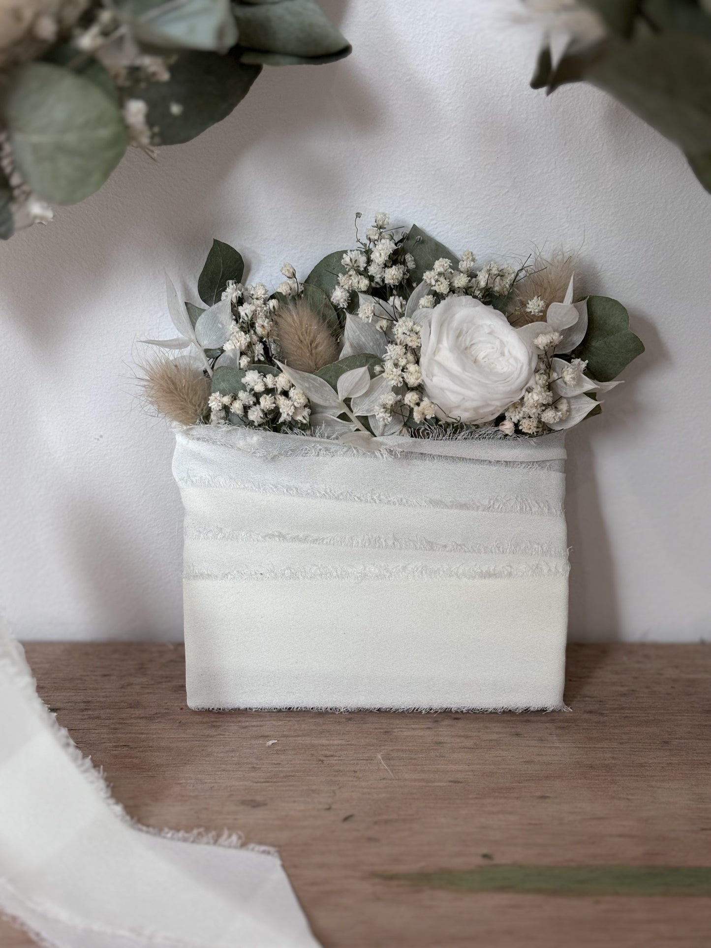Eucalyptus and Rose Radiance Bridal Bouquet - Eucalyptus, Pampas Grass, White Roses