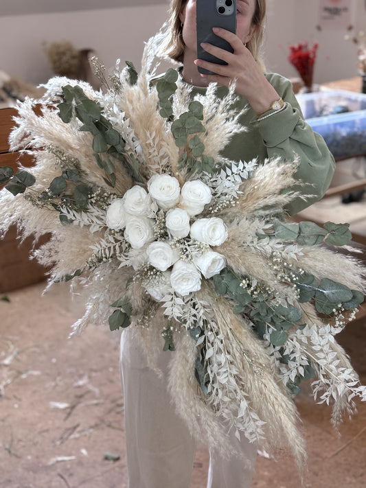 Eucalyptus and White Rose Arch Piece