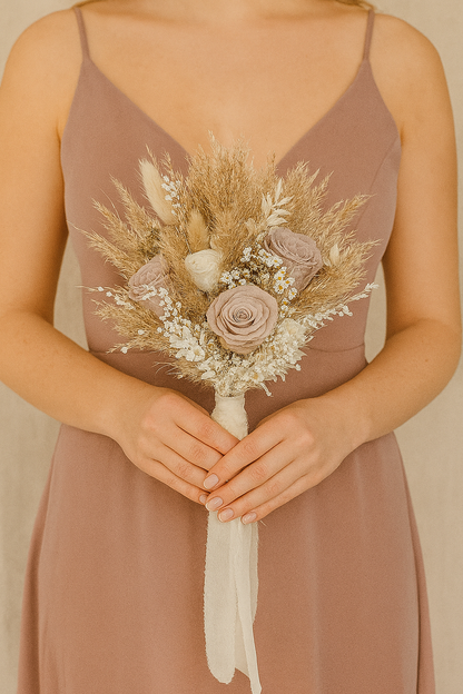 Kyra Bridal Bouquet - Preserved roses and pampas grass