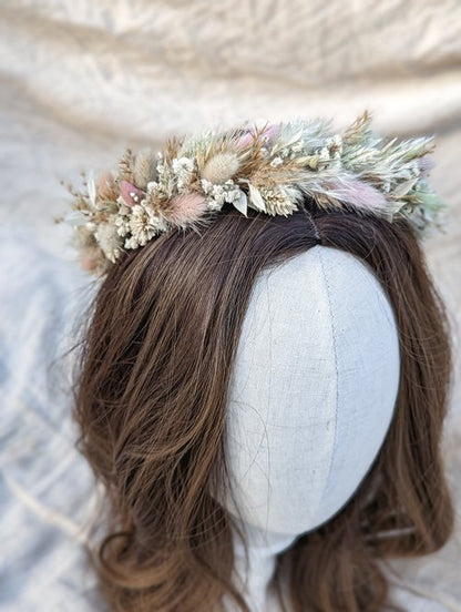 Boho Dried Flower Crown - Pampas Grass and Blush