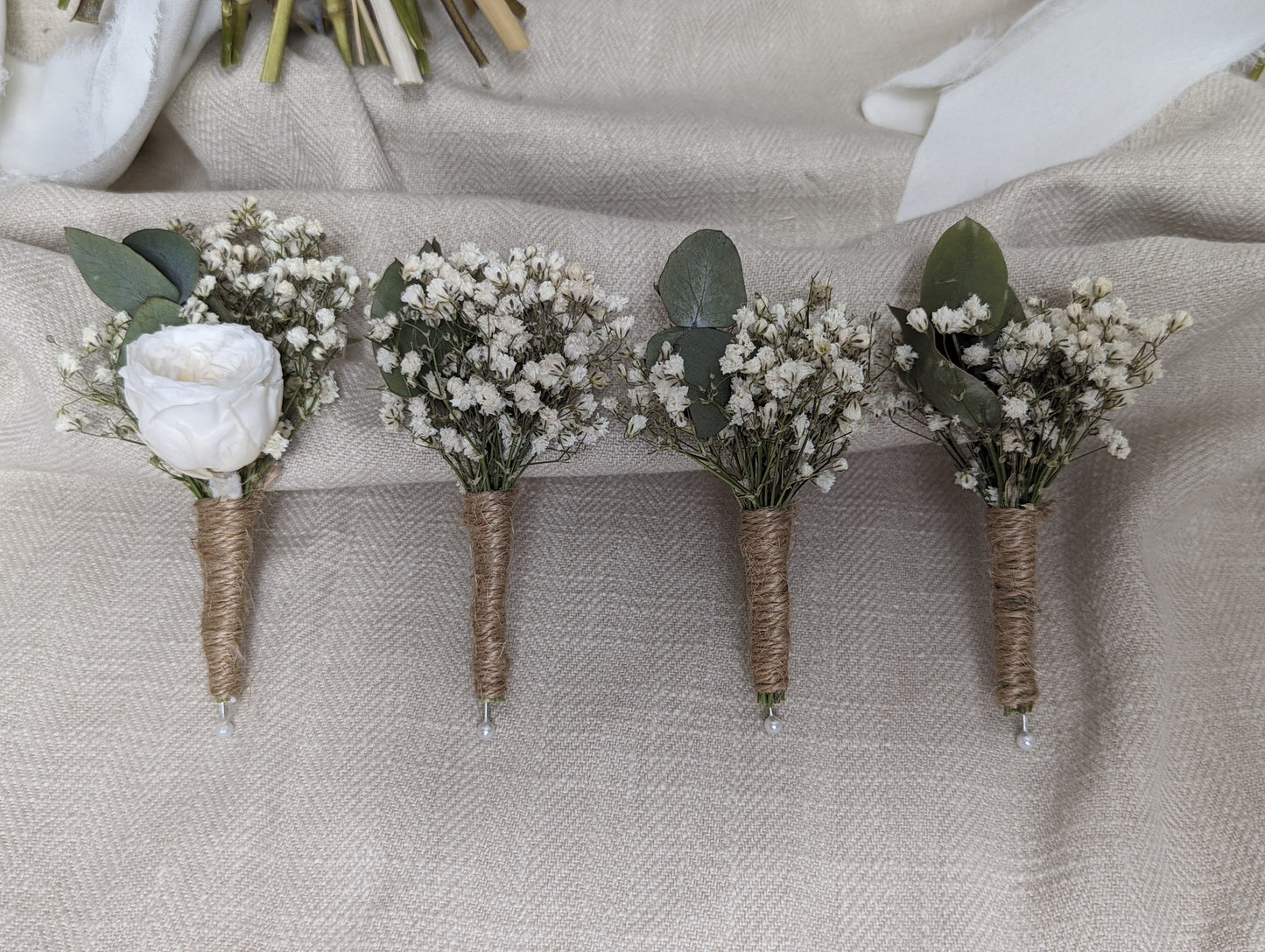 Eucalyptus and Rose Radiance Bridal Bouquet - Eucalyptus, Pampas Grass, White Roses