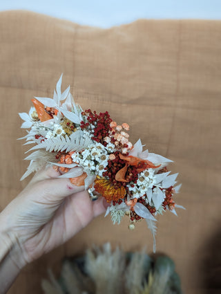 Autumn Bohemian Bridal Bouquet - Pampas Grass and Preserved Roses