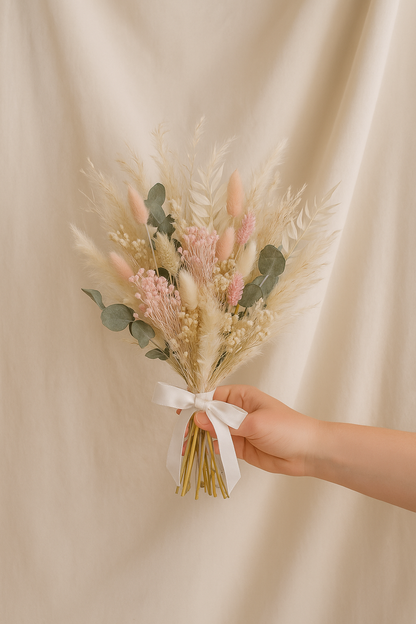 Blushing Bride Bridal Bouquet - Roses, peonies, pampas grass and eucalyptus