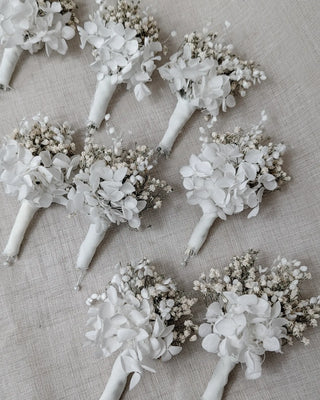 White Preserved Hydrangea Bridal Bouquet - All White