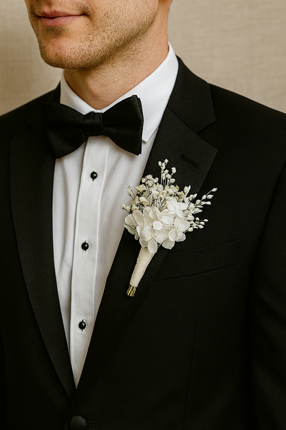 White Preserved Hydrangea Bridal Bouquet - All White